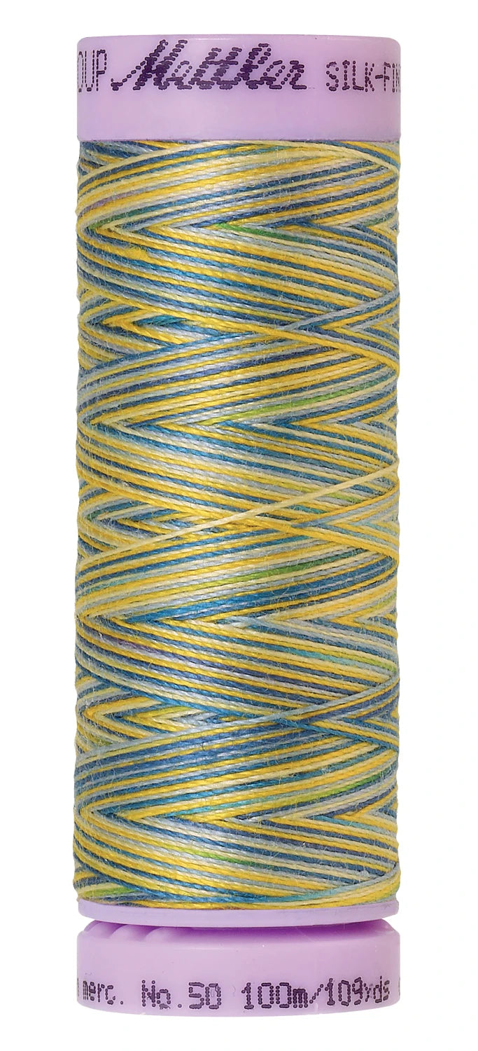 Mettler 9829 Silk-Finish 50wt Variegated Cotton Thread 109yd/100M China Blue