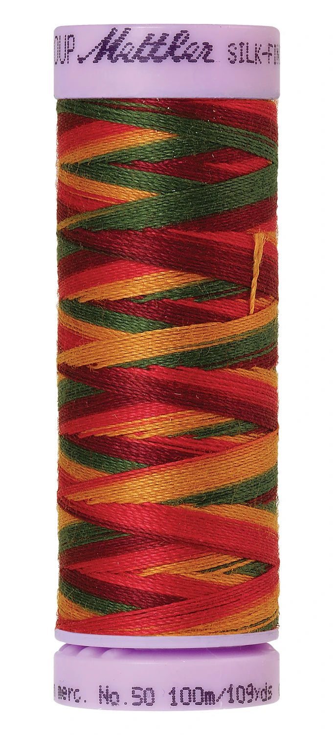 Mettler 9851 Silk-Finish 50wt Variegated Cotton Thread 109yd/100M Poppy Garden