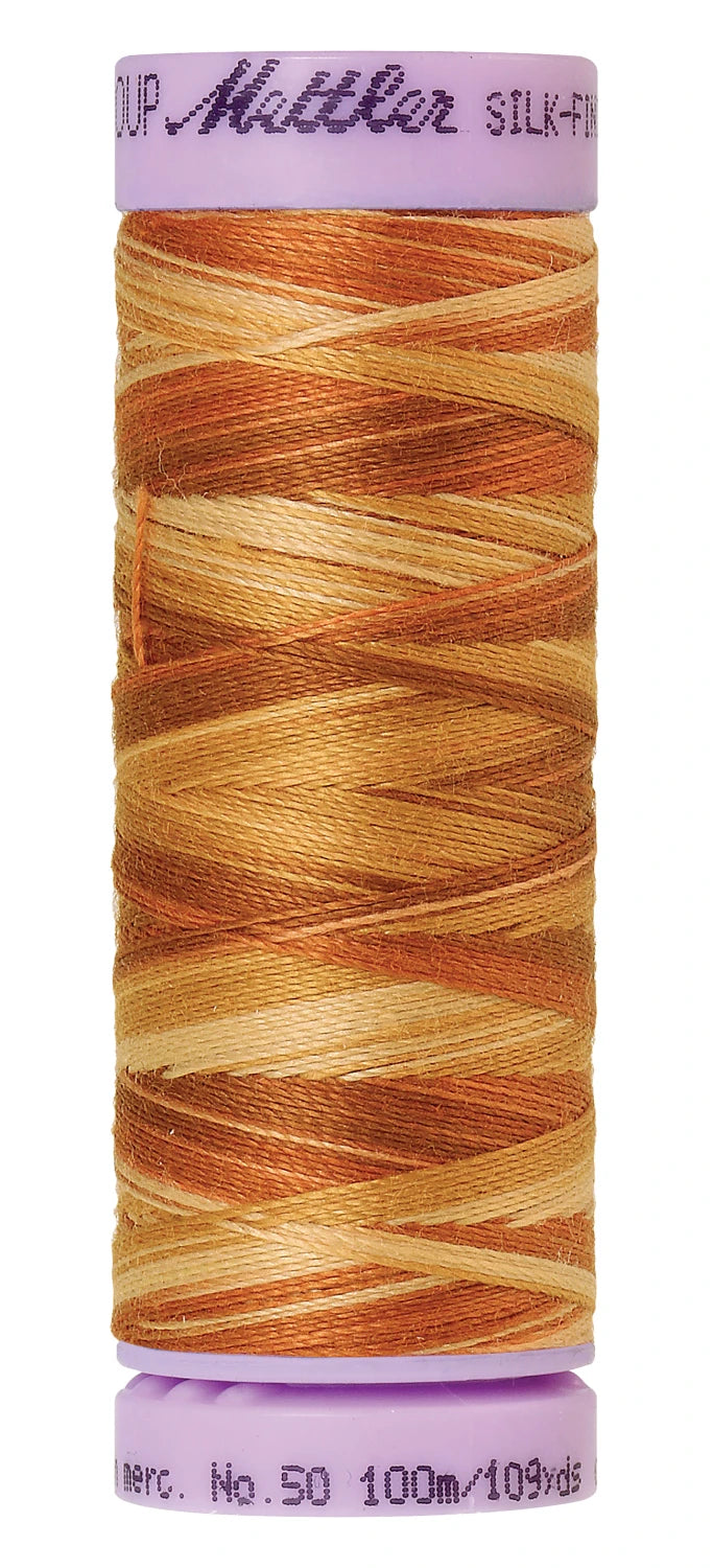 Mettler 9853 Silk-Finish 50wt Variegated Cotton Thread 109yd/100M Iced Coffee