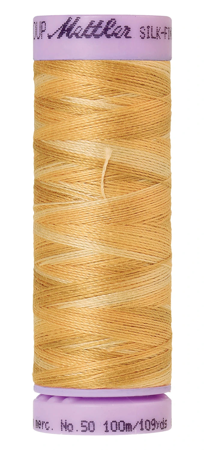 Mettler 9855 Silk-Finish 50wt Variegated Cotton Thread 109yd/100M Bleached Straw