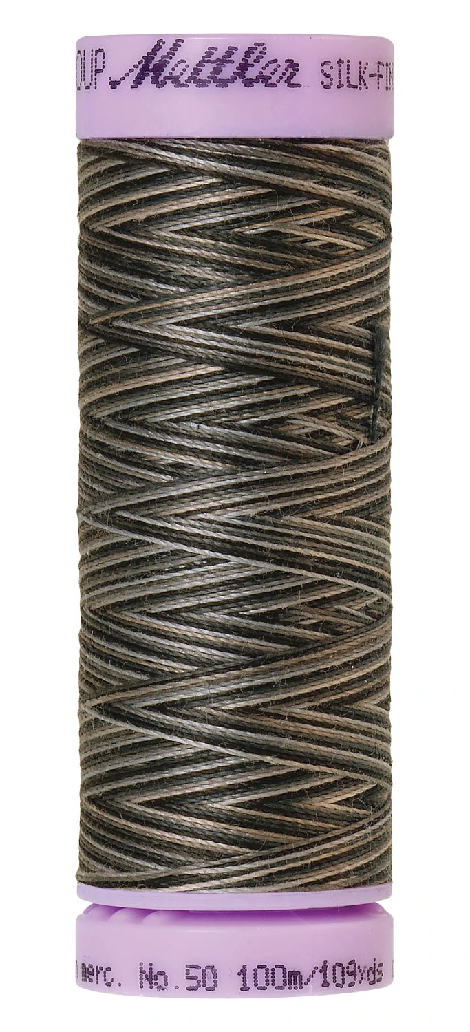 Mettler 9861 Silk-Finish 50wt Variegated Cotton Thread 109yd/100M Charcoal