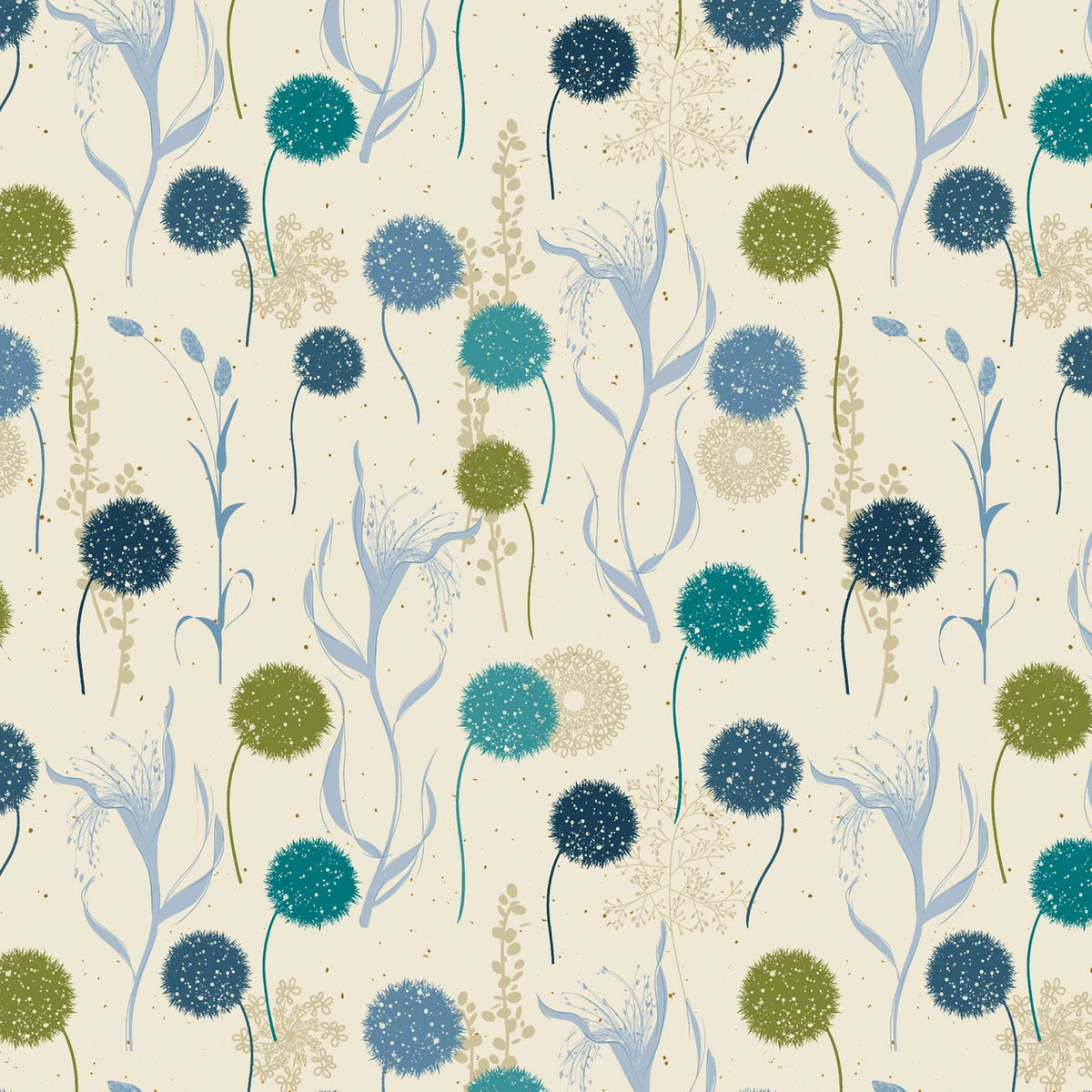 Wishflower Field Fabric Blue/Multi Colored