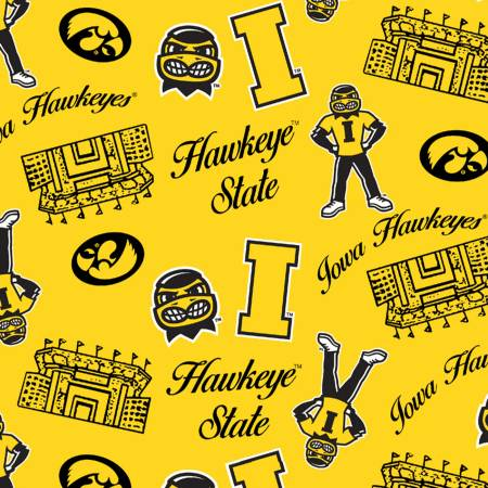 Iowa Mini Stadium Logo Cotton Fabric IA1389
