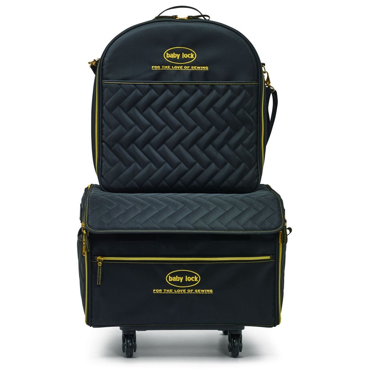 Baby Lock Trolley Large w/ Wheels Black Quilted with Embroidery Arm Case