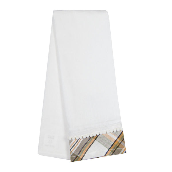 Tea Towel White with Stripe Taupe