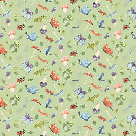 Lucky Duck fabric - Matcha Bugs print