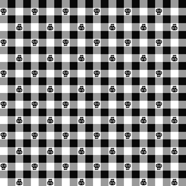 I Made A Boo-Boo Gingham Skull Black Fabric 806325