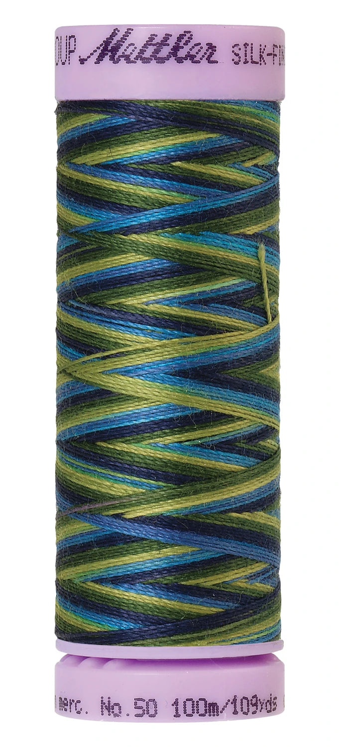 Mettler 9815 Silk-Finish 50wt Variegated Cotton Thread 109yd/100M Lakeside View