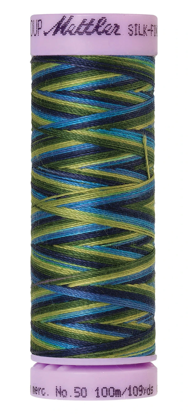 Mettler 9815 Silk-Finish 50wt Variegated Cotton Thread 109yd/100M Lakeside View