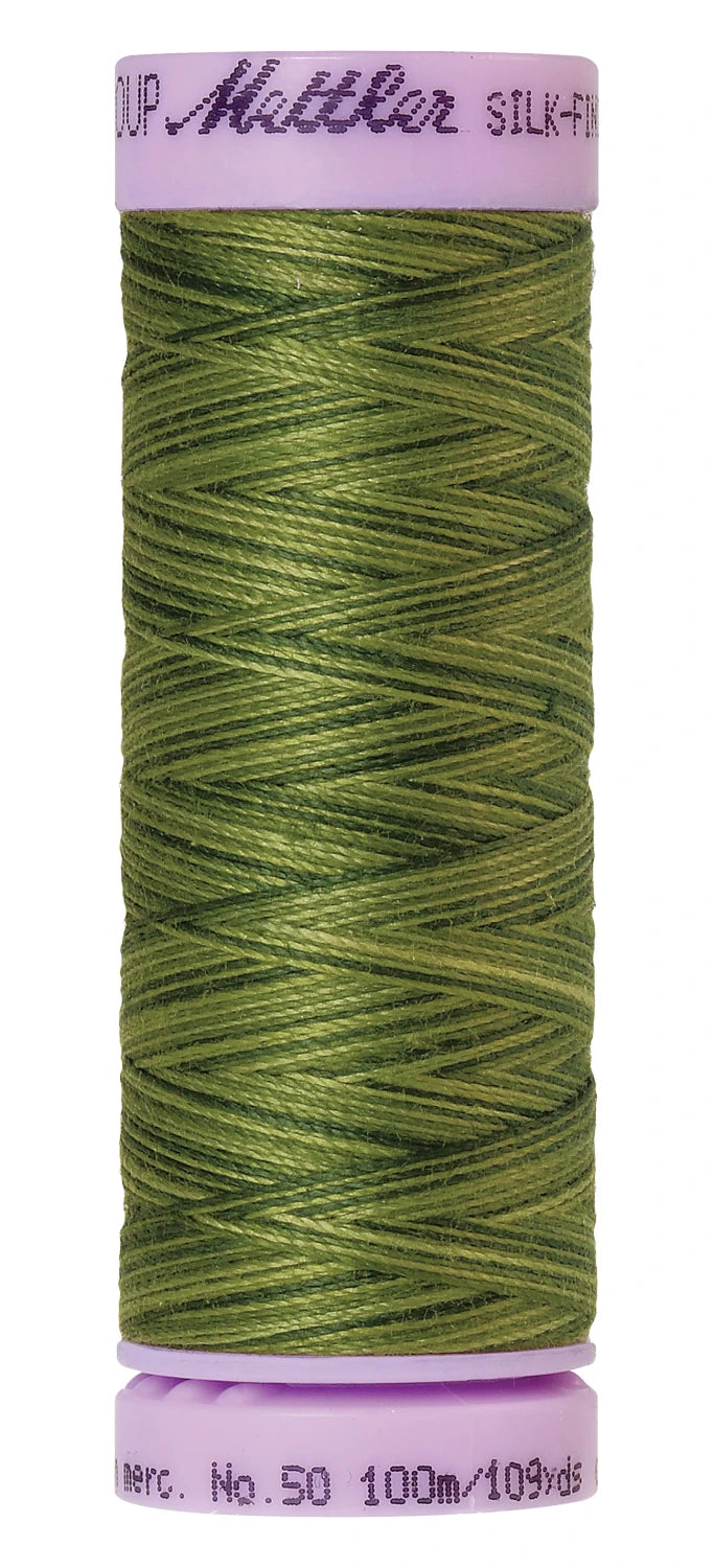 Mettler 9818 Silk-Finish 50wt Variegated Cotton Thread 109yd/100M Ferns