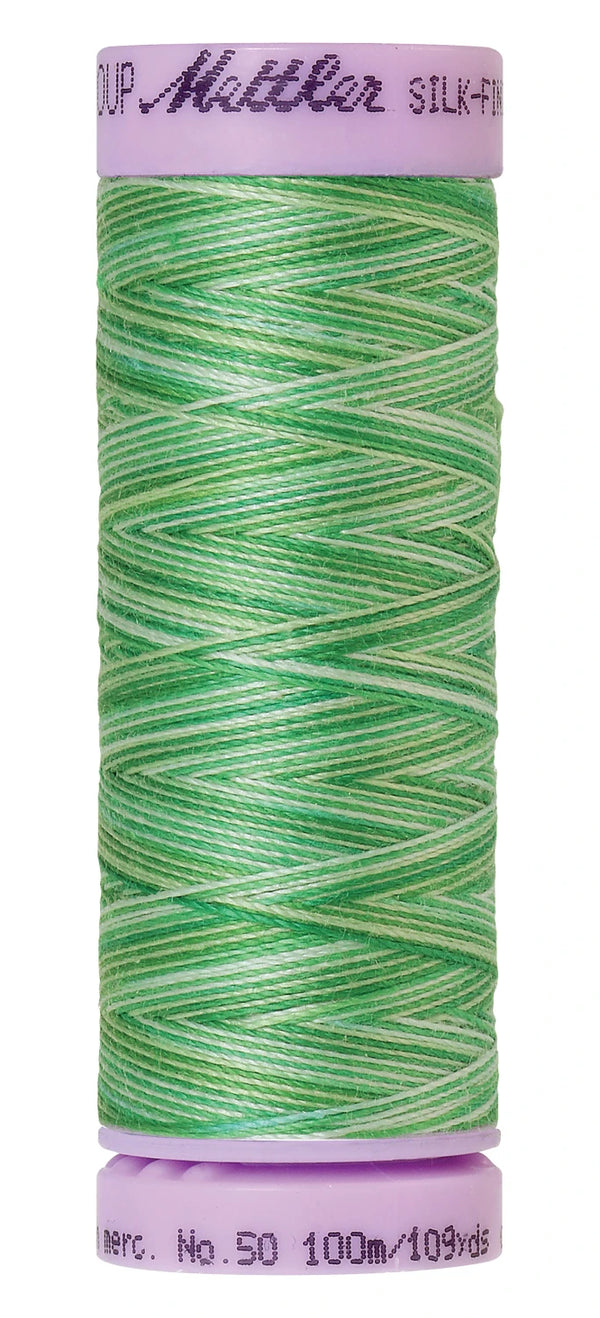 Mettler 9821 Silk-Finish 50wt Variegated Cotton Thread 109yd/100M Minty