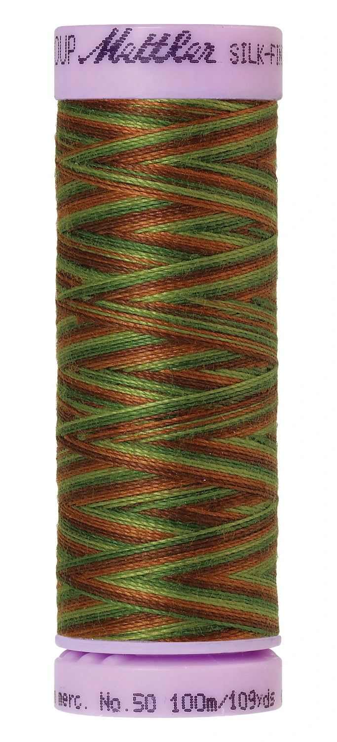Mettler 9822 Silk-Finish 50wt Variegated Cotton Thread 109yd/100M Forest Land