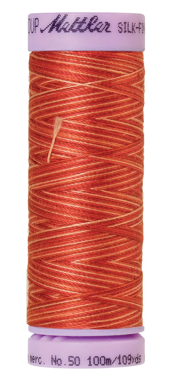 Mettler 9832 Silk-Finish 50wt Variegated Cotton Thread 109yd/100M Terra Tones