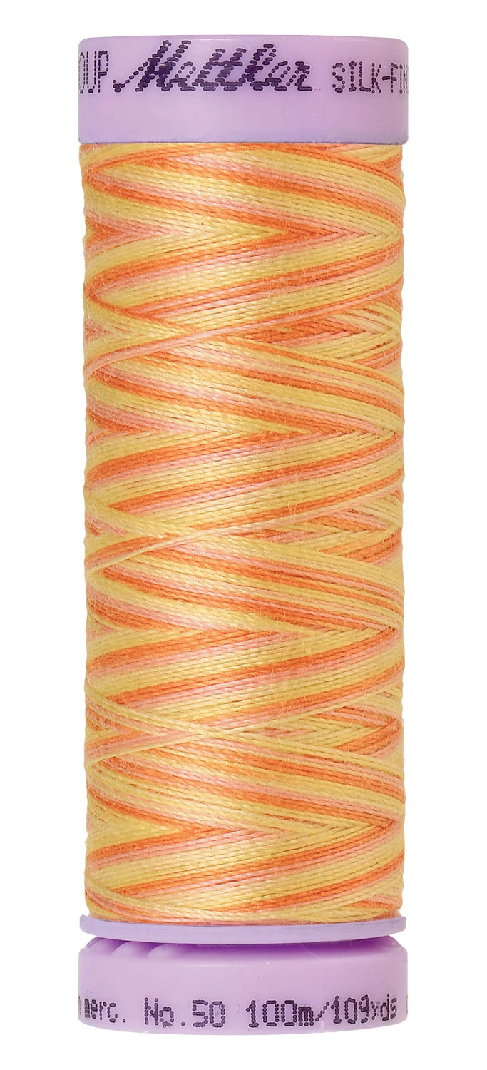 Mettler 9833 Silk-Finish 50wt Variegated Cotton Thread 109yd/100M Morning Glow