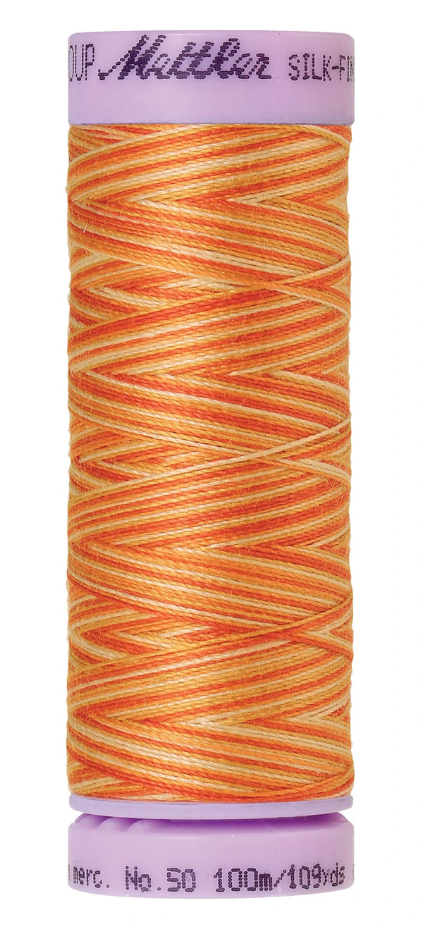 Mettler 9834 Silk-Finish 50wt Variegated Cotton Thread 109yd/100M Rust Ombre