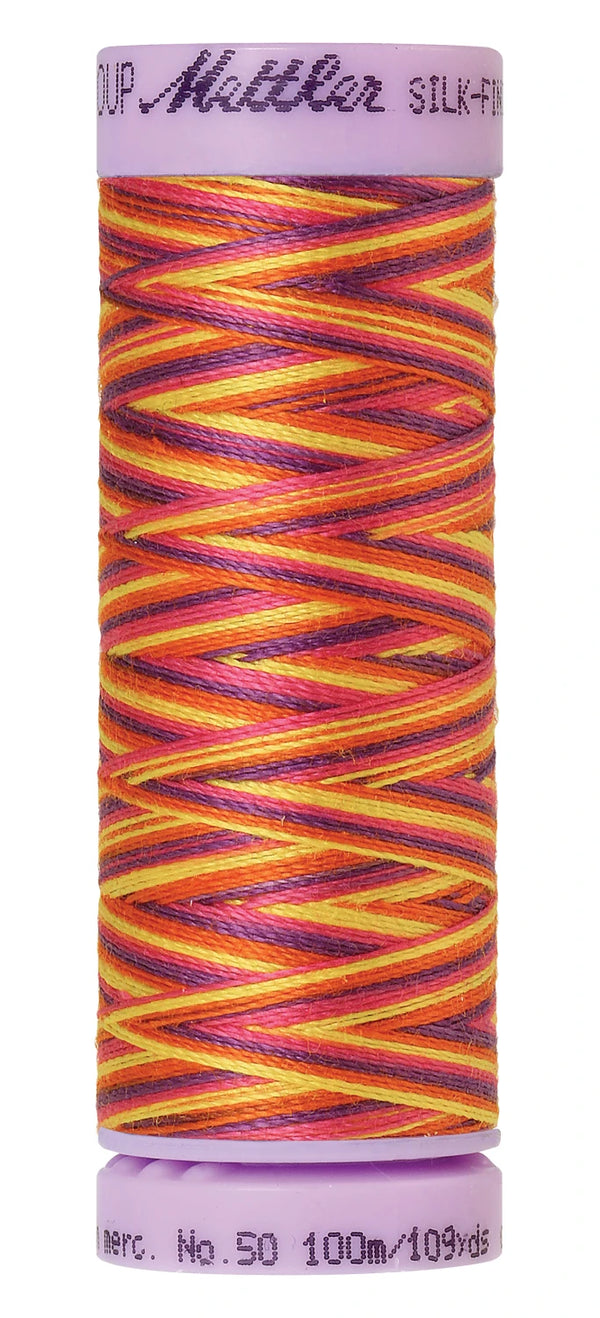 Mettler 9841 Silk-Finish 50wt Variegated Cotton Thread 109yd/100M Smiley Mix