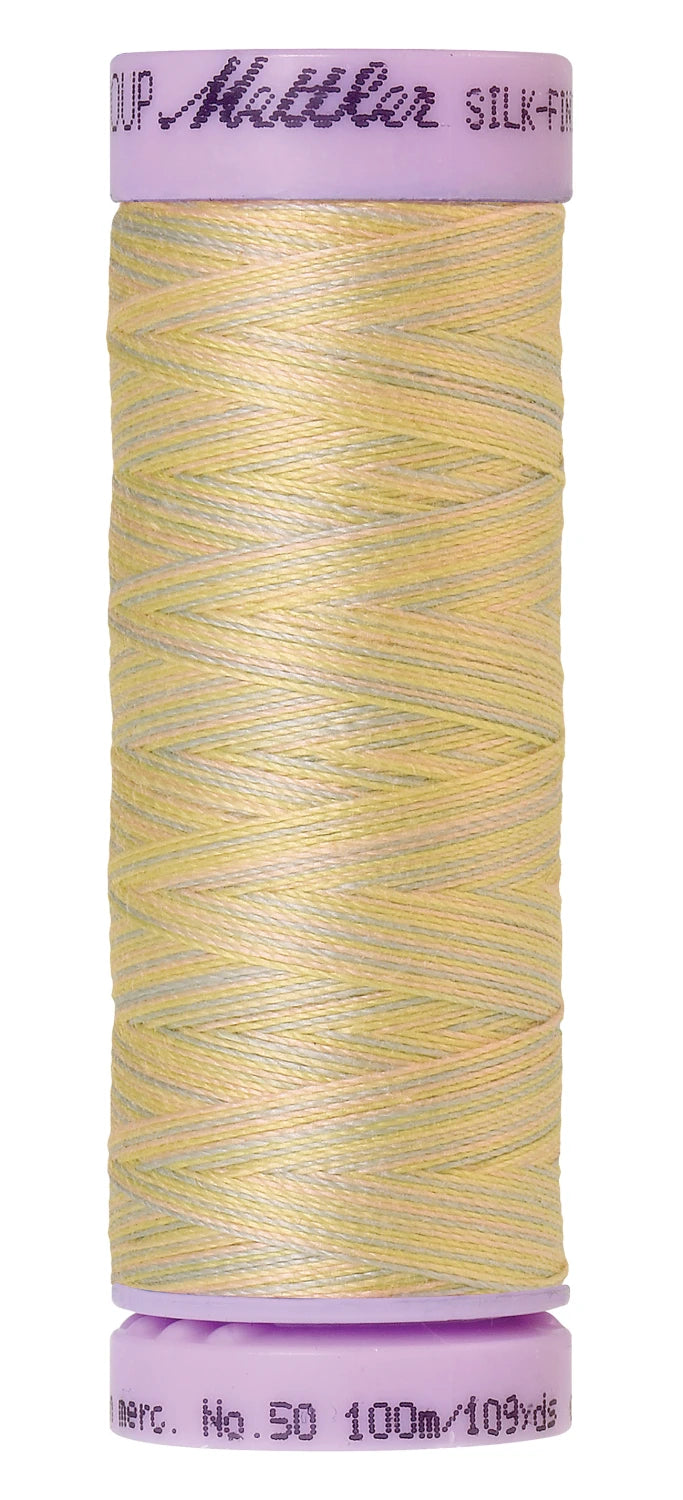 Mettler 9844 Silk-Finish 50wt Variegated Cotton Thread 109yd/100M Palest Pastels