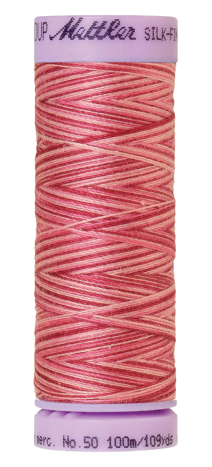 Mettler 9846 Silk-Finish 50wt Variegated Cotton Thread 109yd/100M Cranberry Crush