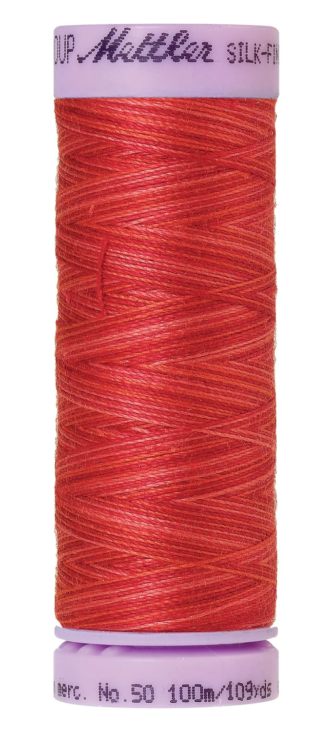 Mettler 9848 Silk-Finish 50wt Variegated Cotton Thread 109yd/100M Strawberry