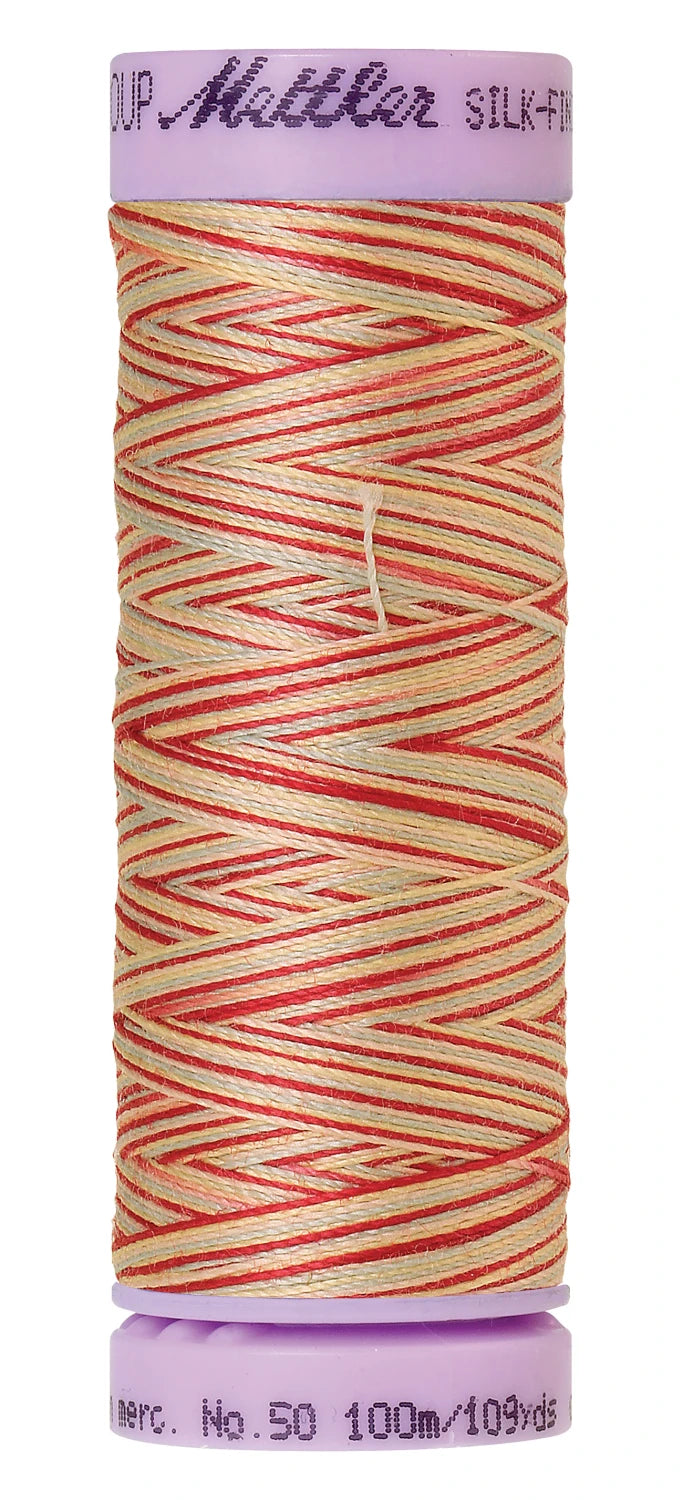 Mettler 9849 Silk-Finish 50wt Variegated Cotton Thread 109yd/100M Antique Floral