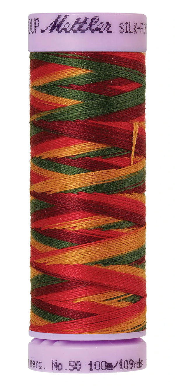 Mettler 9851 Silk-Finish 50wt Variegated Cotton Thread 109yd/100M Poppy Garden
