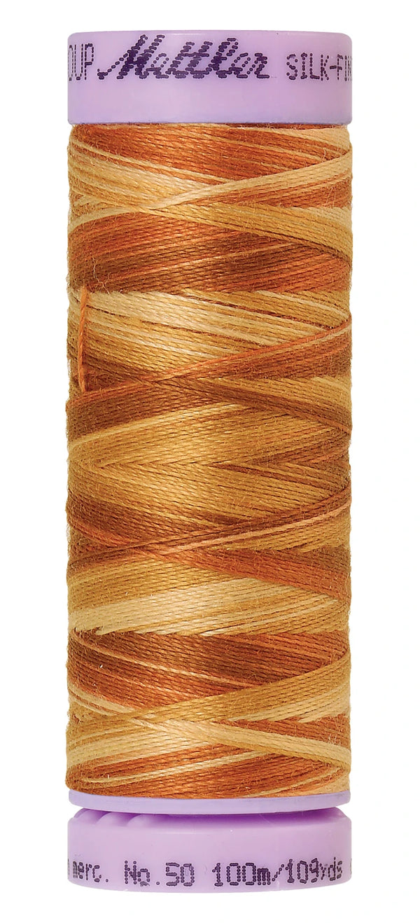 Mettler 9853 Silk-Finish 50wt Variegated Cotton Thread 109yd/100M Iced Coffee