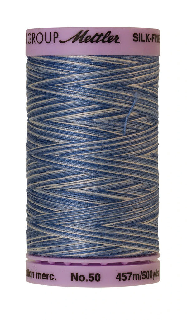 Mettler 9811 Silk-Finish 50wt Variegated Cotton Thread 500yd/457M Clear Sky