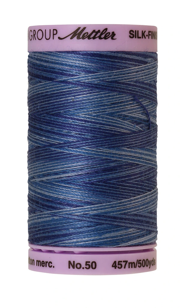 Mettler 9812 Silk-Finish 50wt Variegated Cotton Thread 500yd/457M Evening Blue