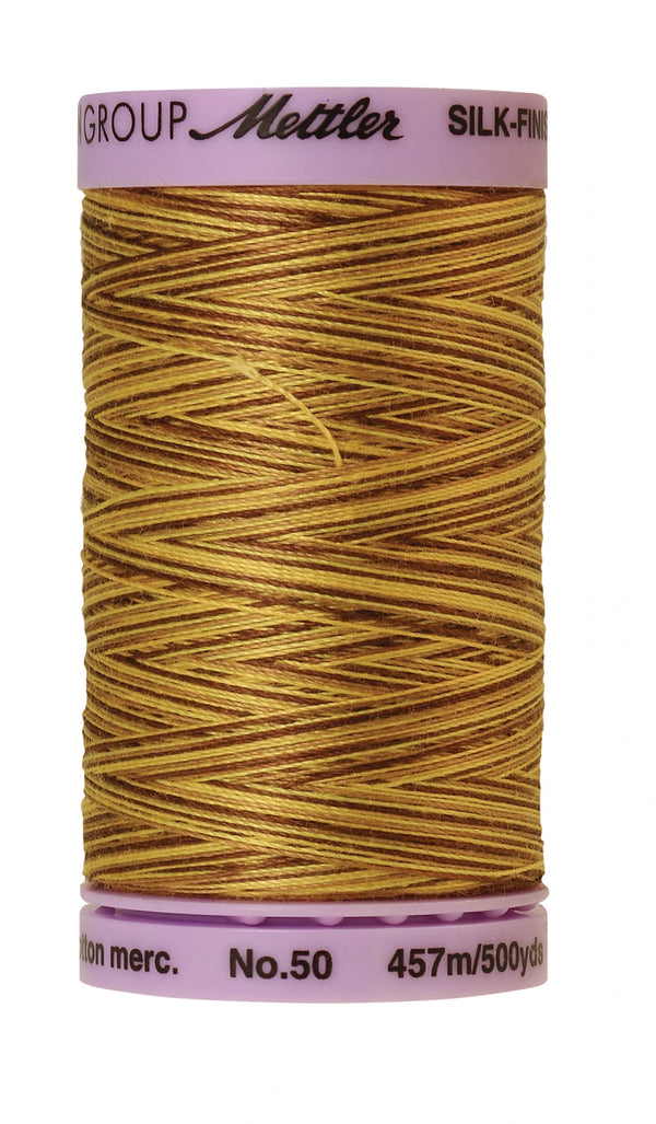 Mettler 9828 Silk-Finish 50wt Variegated Cotton Thread 500yd/457M Choco Banana