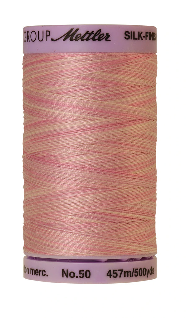 Mettler 9837 Silk-Finish 50wt Variegated Cotton Thread 500yd/457M So soft Pink