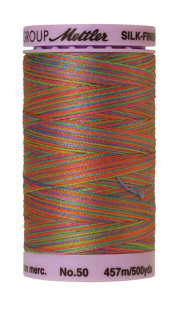 Mettler 9842 Silk-Finish 50wt Variegated Cotton Thread 500yd/457M Preppy Brights