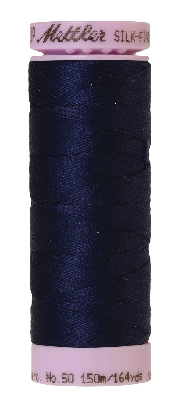 Mettler 0016 Silk-Finish 50wt Solid Cotton Thread 164yd/150M Dark Indigo