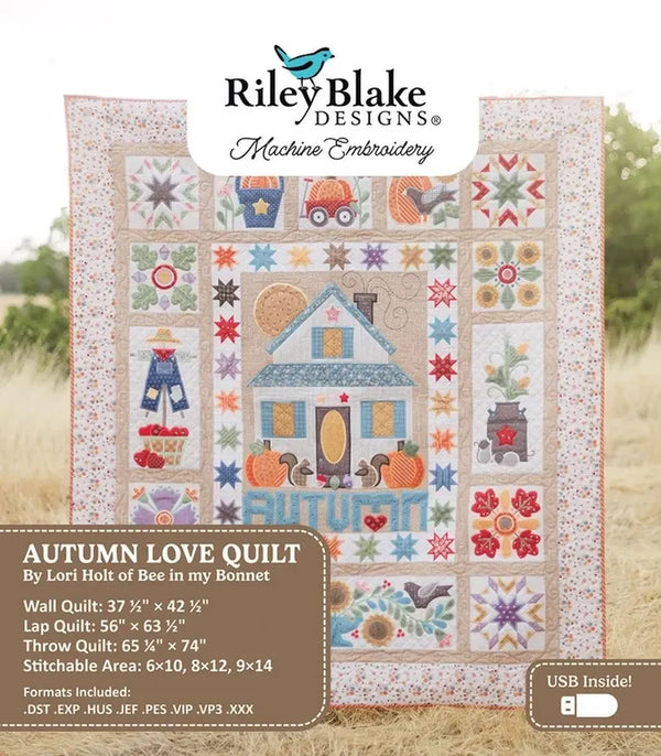 Autumn Love Quilt Lori Holt - Machine Embroidery USB