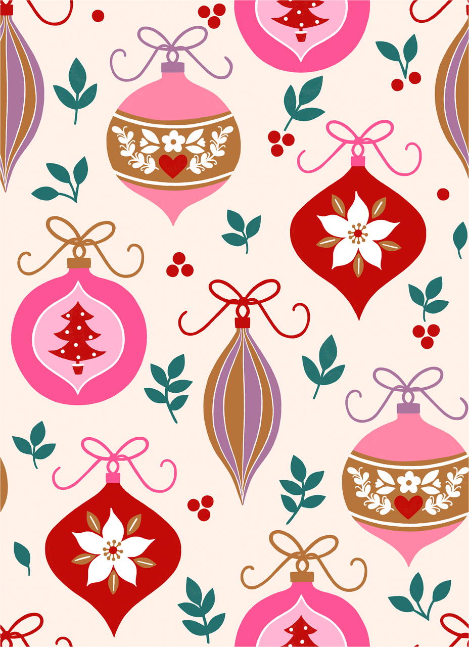 Sugar Plum fabric - Bauble Charm print