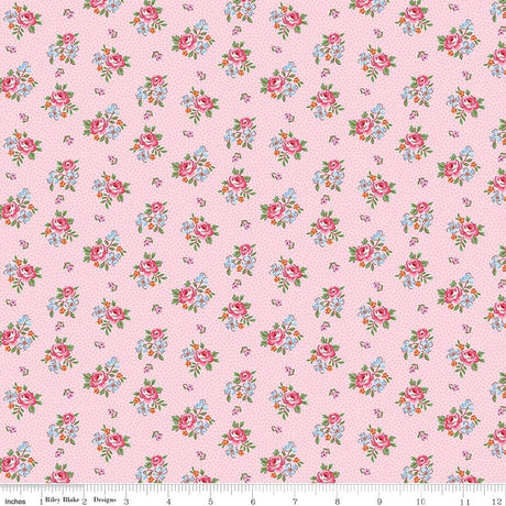 Traditional 30's Scattered Floral Pink