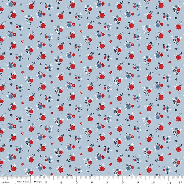 Hooray for the USA Floral Blue
