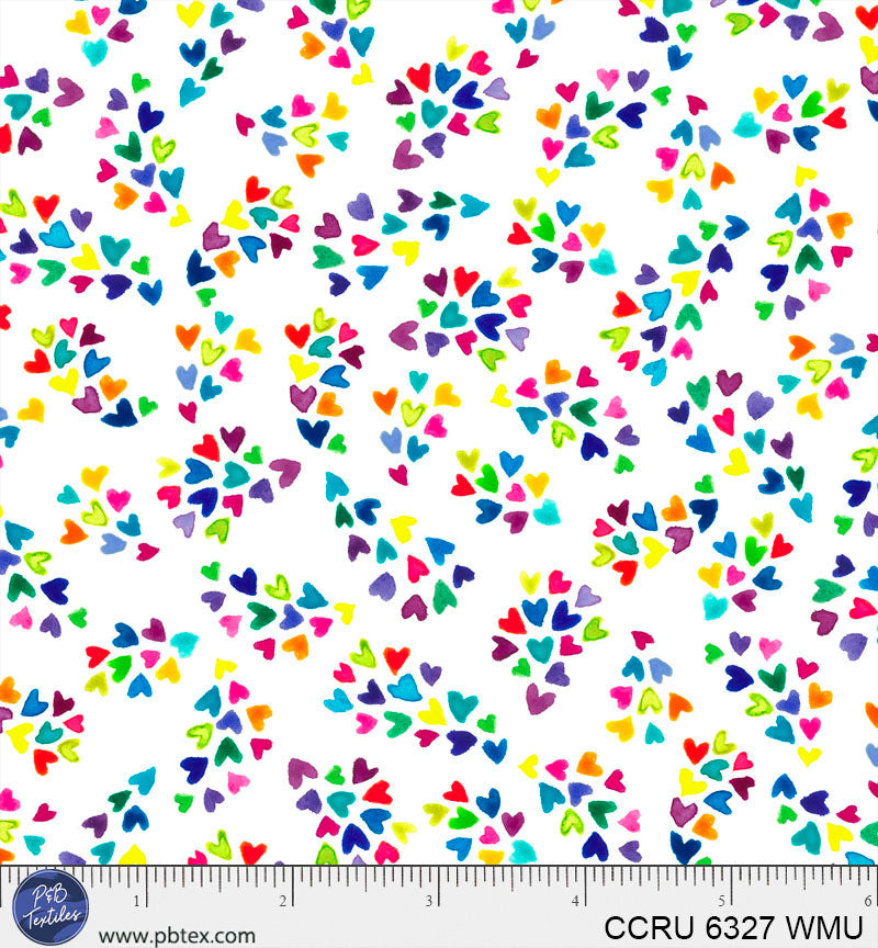 Color Crush Scattered Hearts White/Multi
