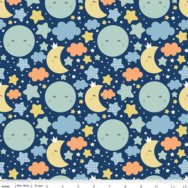 Love You to the Moon Flannel Nighttime Navy
