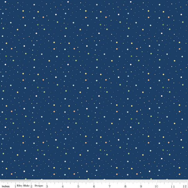 Love You to the Moon Flannel Stars Navy