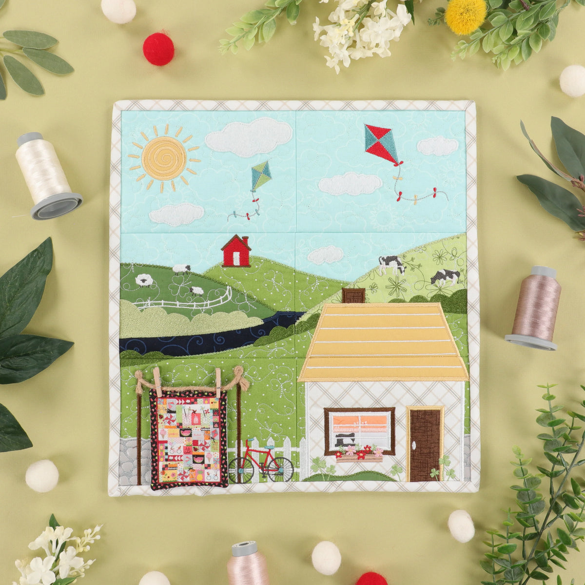 Kimberbell Home Sewn Tiling Scenes Vol. 4 Pattern & Fabric Bundle