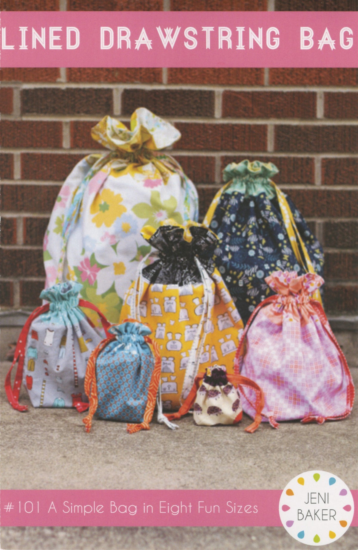 Lined Drawstring Bag Pattern by Jeni Baker
