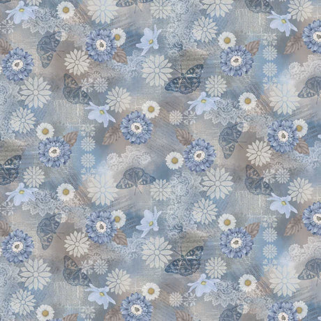 Kindly Yours Blue/Taupe Butterflies 6609