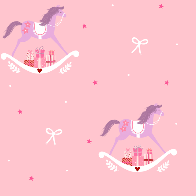Sugar Plum fabric - Joyful Rocking Horse print