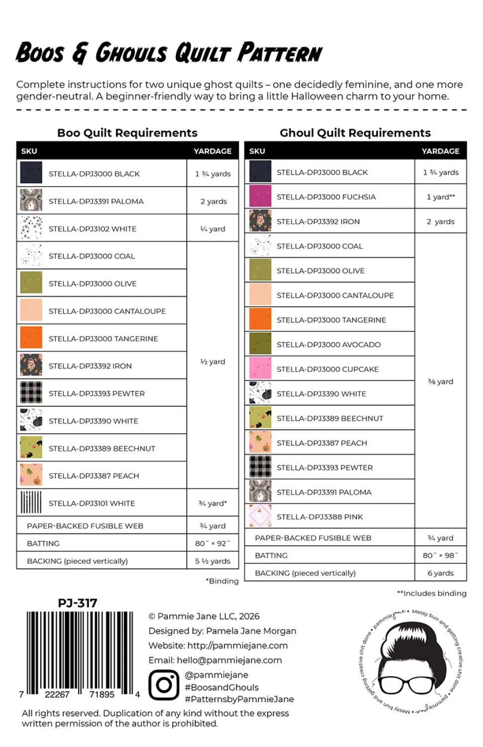 Boos & Ghouls Quilt Pattern by Pammie Jane