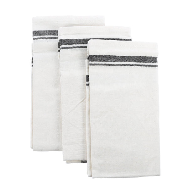 Aunt Martha's Vintage Stripe Tea Towel Black pack of 3