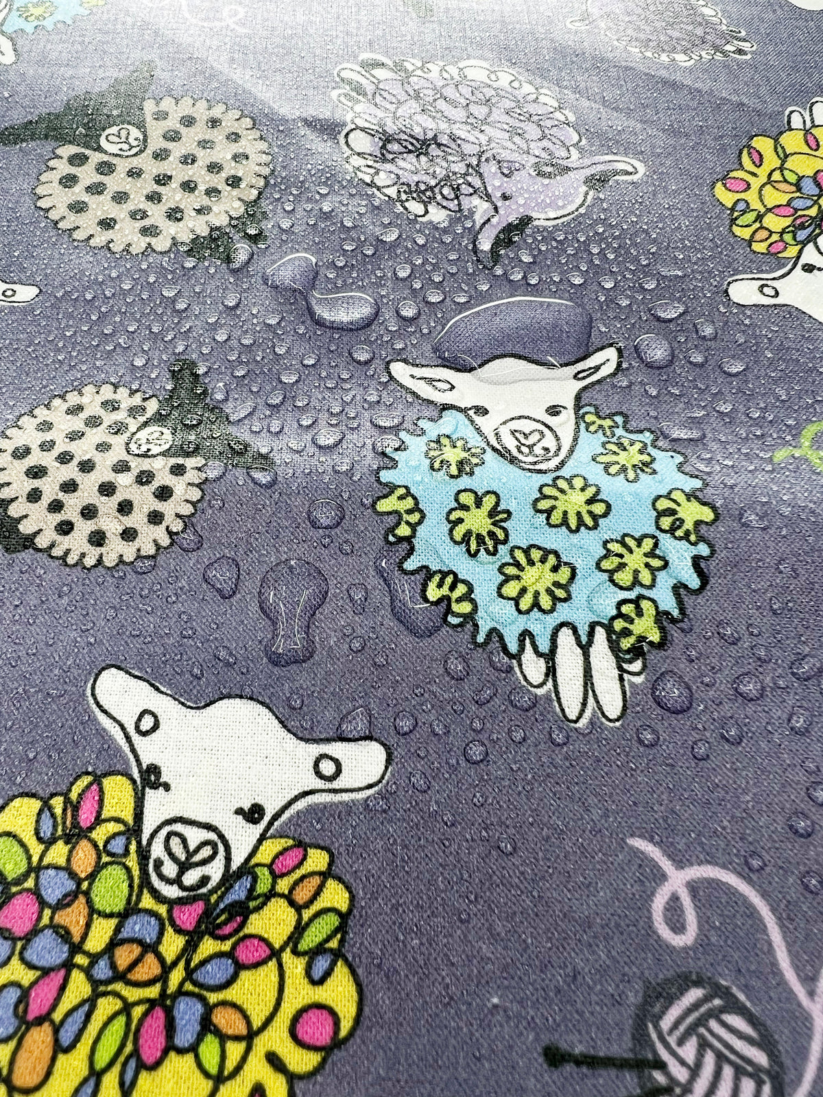Splash Laminate Cotton Fabric 1 Yard Cut - Plum Sheep
