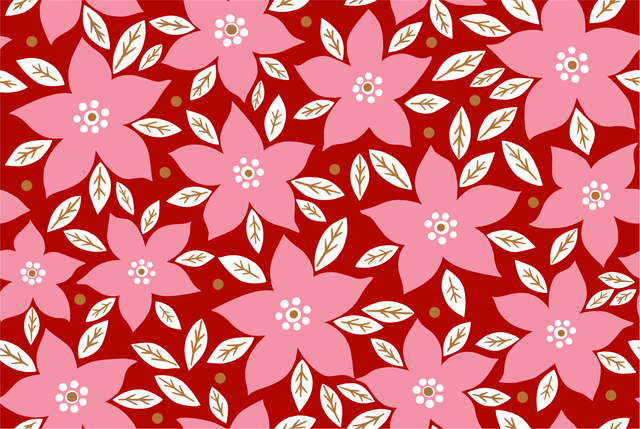 Sugar Plum fabric - Poinsettia Elegance print