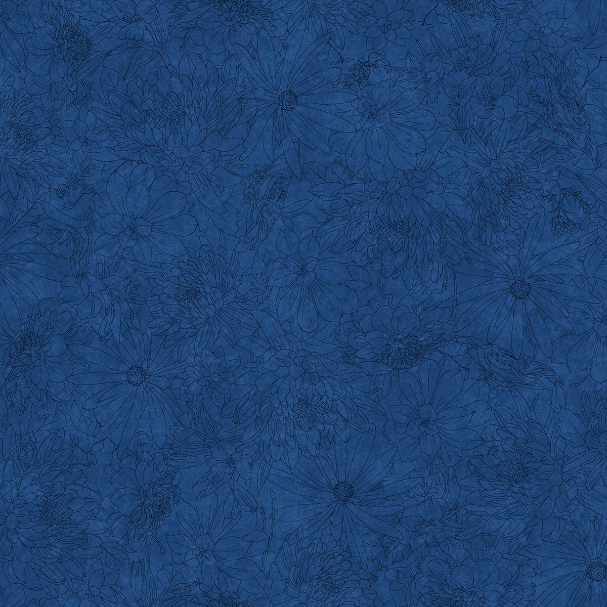 Deep Navy Floral 108in Wide