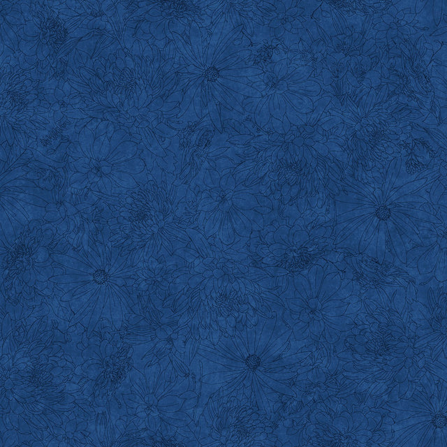 Deep Navy Floral 108in Wide