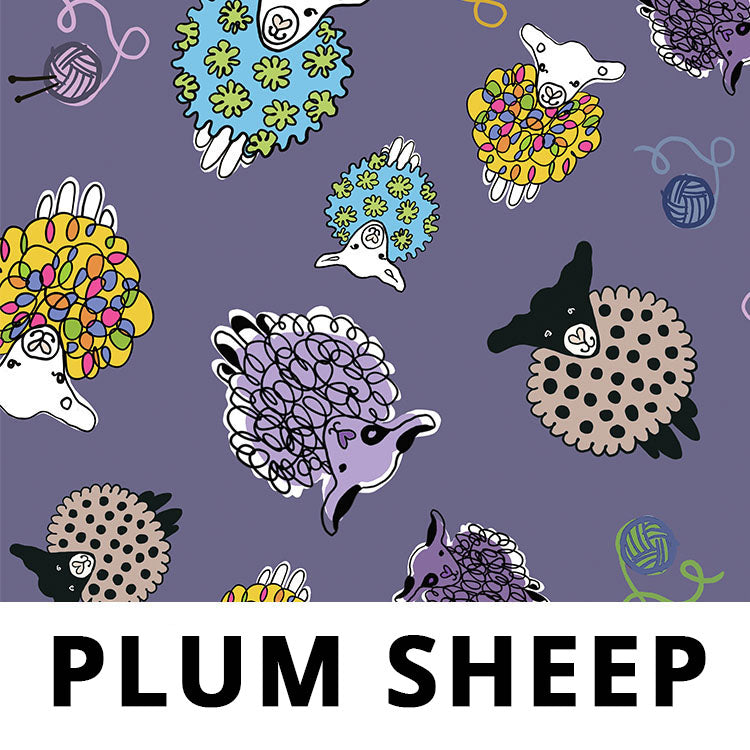 Splash Laminate Cotton Fabric 1 Yard Cut - Plum Sheep